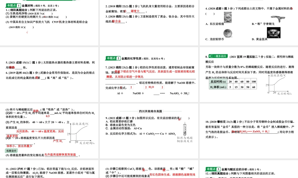 2024四川中考化学一轮复习 第八单元 金属和金属材料（课件）.pptx