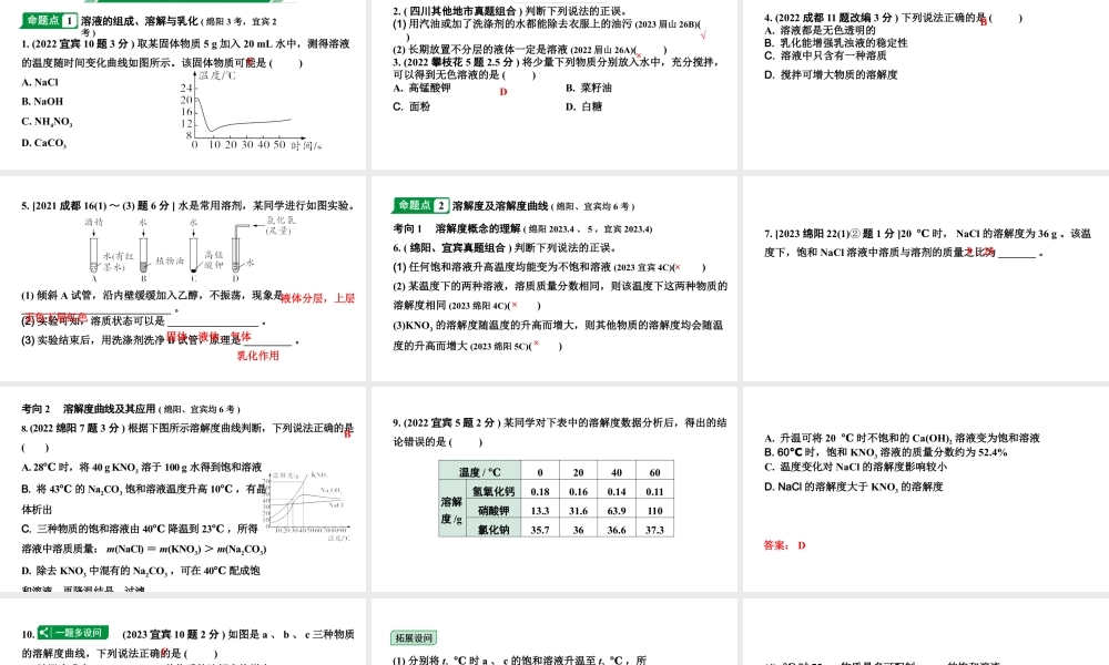 2024四川中考化学一轮复习 第九单元 溶液（课件）.pptx