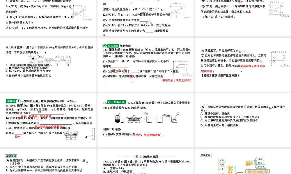 2024四川中考化学一轮复习 第九单元 溶液（课件）.pptx