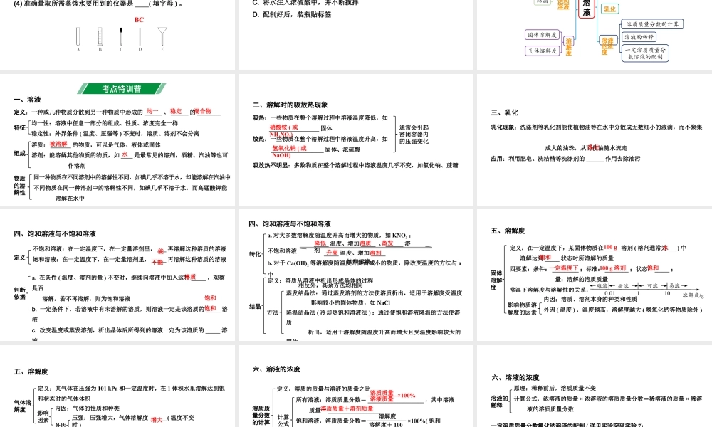 2024四川中考化学一轮复习 第九单元 溶液（课件）.pptx