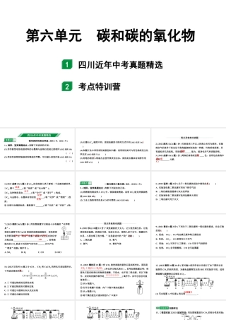 2024四川中考化学一轮复习 第六单元 碳和碳的氧化物（课件）.pptx