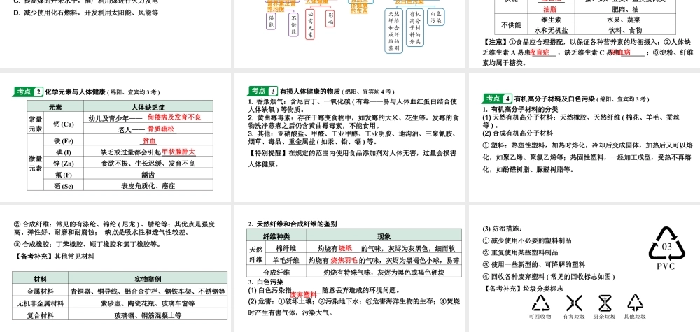 2024四川中考化学一轮复习 第十二单元 化学与生活（课件）.pptx