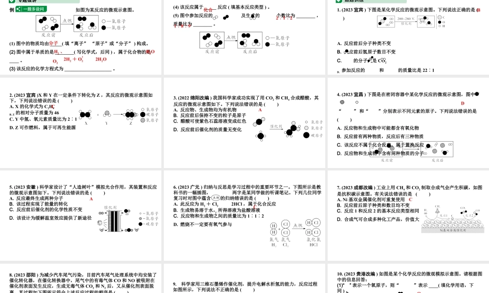 2024四川中考化学一轮复习 微专题3  微观反应示意图（课件）.pptx