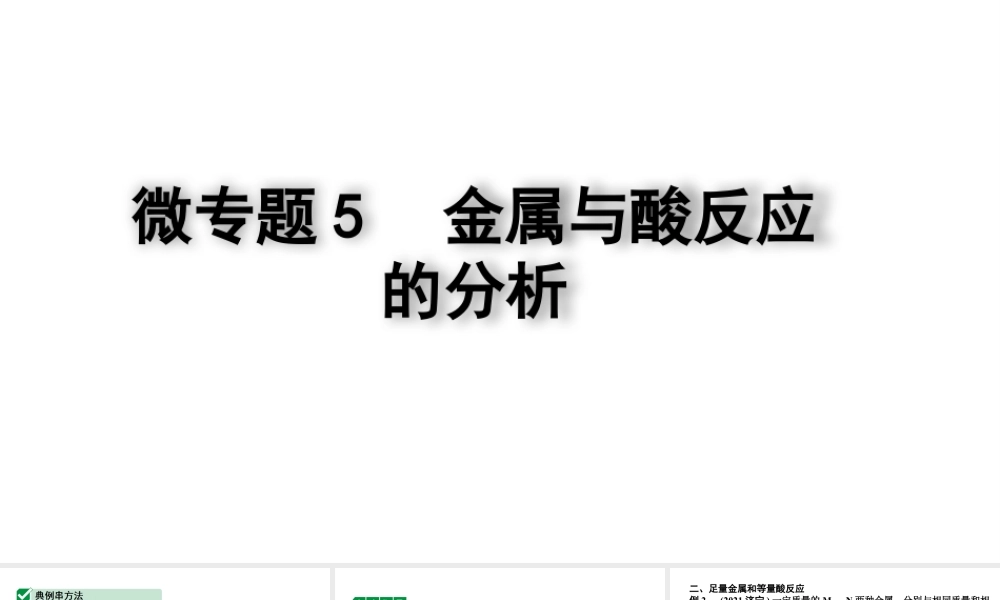 2024四川中考化学一轮复习 微专题5 金属与酸反应的分析（课件）.pptx