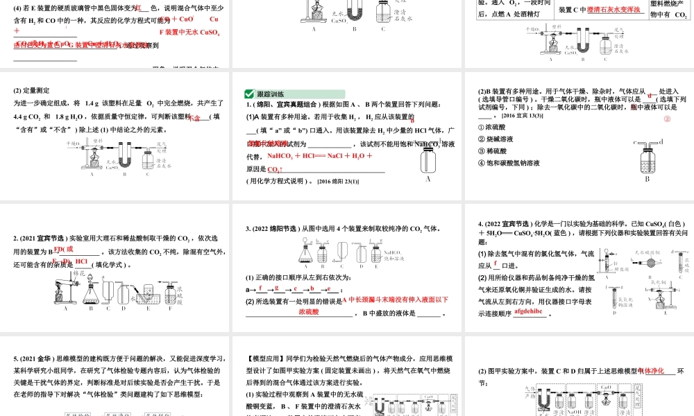 2024四川中考化学一轮复习 微专题7 混合气体的处理（课件）.pptx