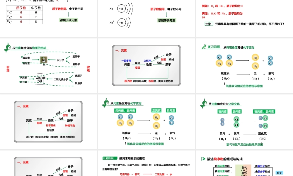 人教版九上化学 第三单元 课时1 元素 课件.pptx