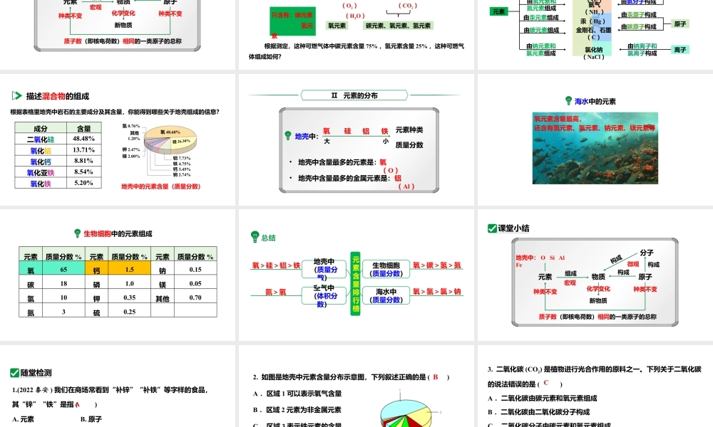 人教版九上化学 第三单元 课时1 元素 课件.pptx