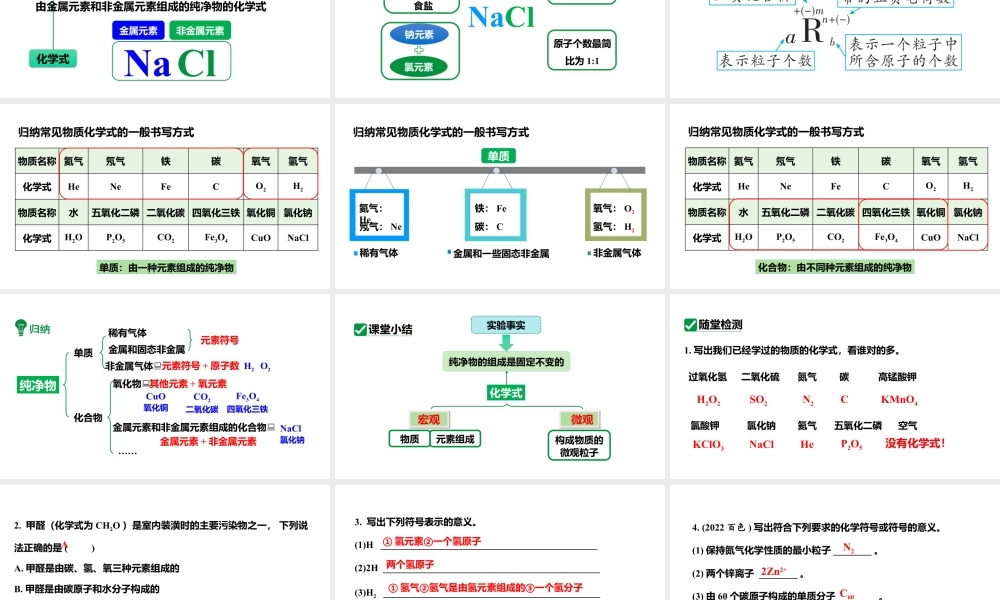 人教版九上化学 第四单元 课时1 化学式 课件.pptx