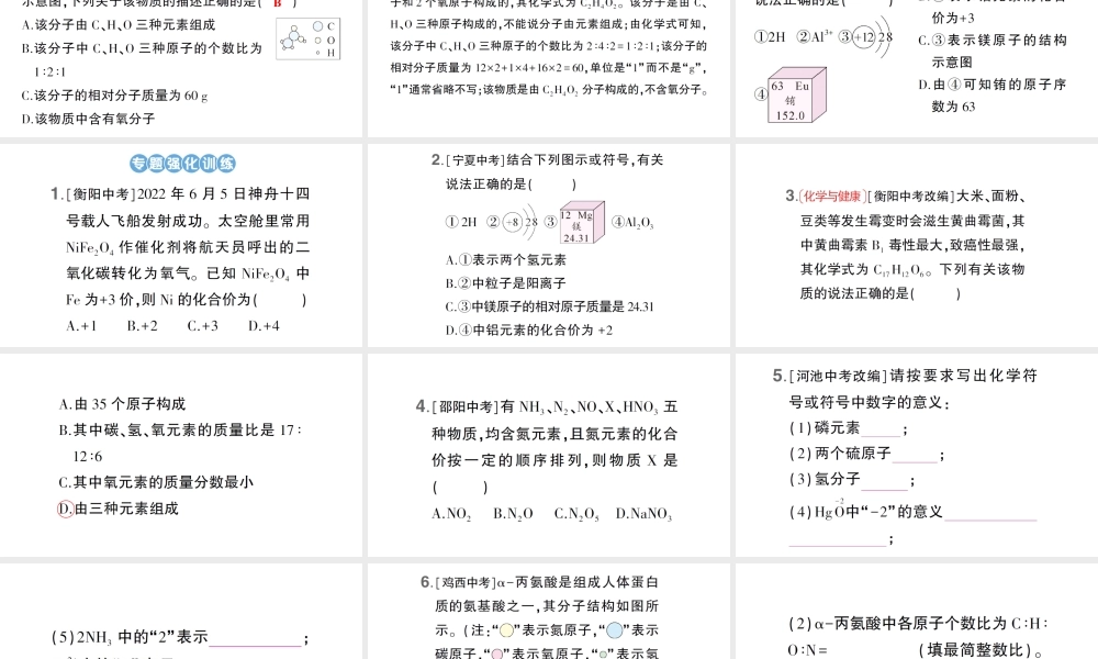 人教版九上化学第四单元 自然界的水 专题一 化学用语 作业课件.pptx