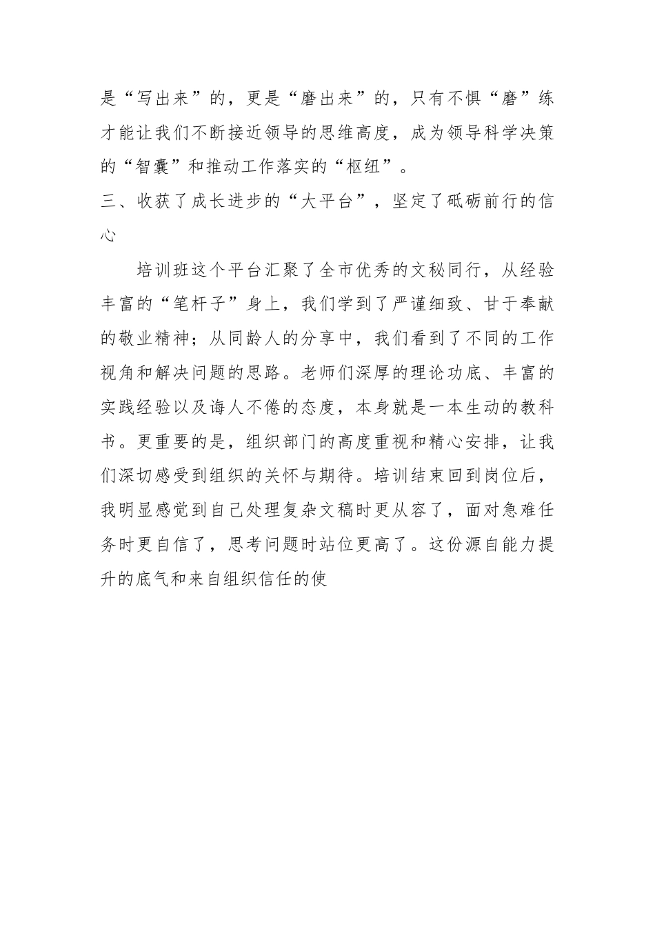 （4篇）武穴市第二期文秘人才培训班学员代表发言材料汇编.docx_第5页