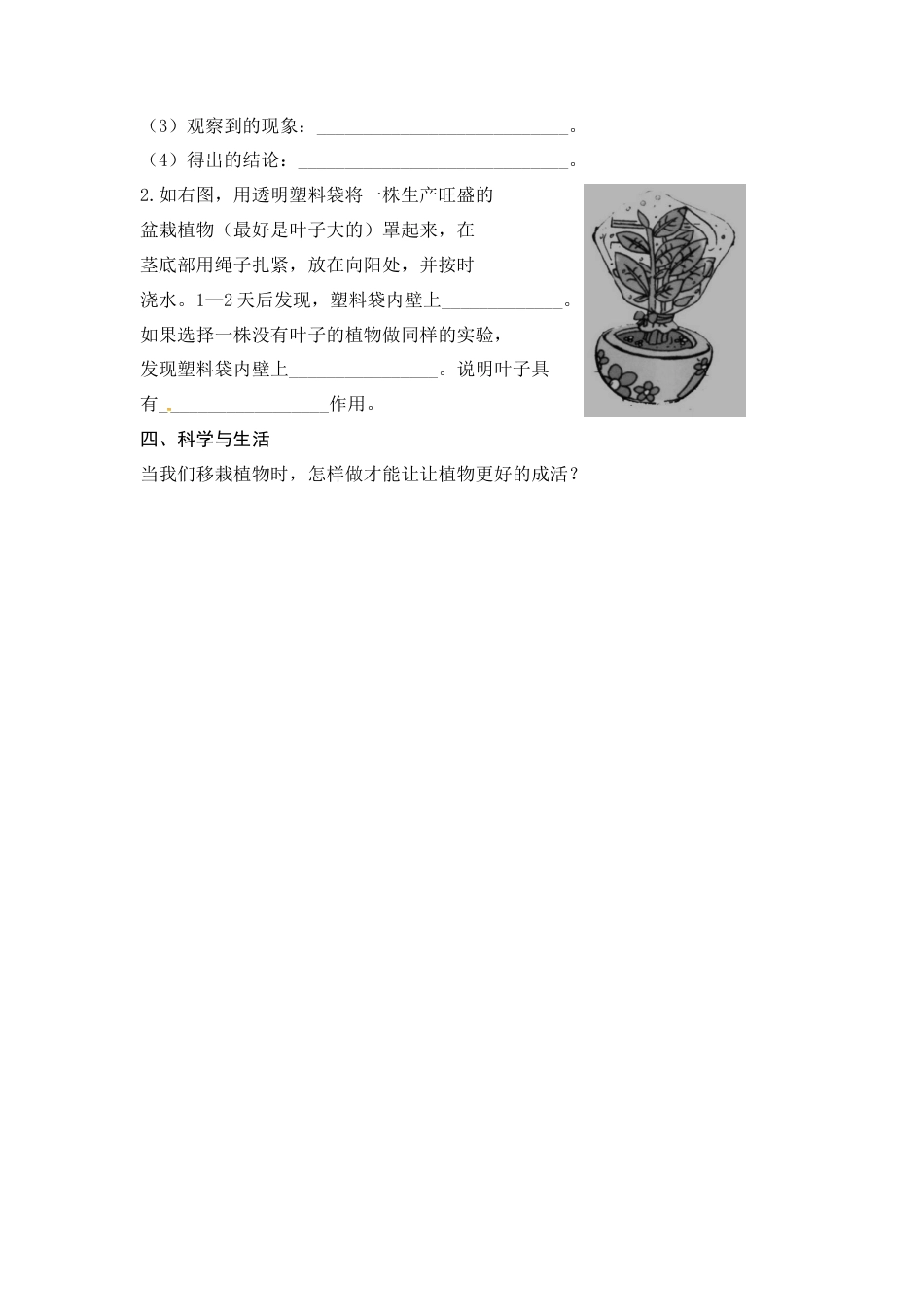 （2019新版）青岛版三年级上册科学第二单元《植物的生活》单元测试卷（无答案）.docx_第2页